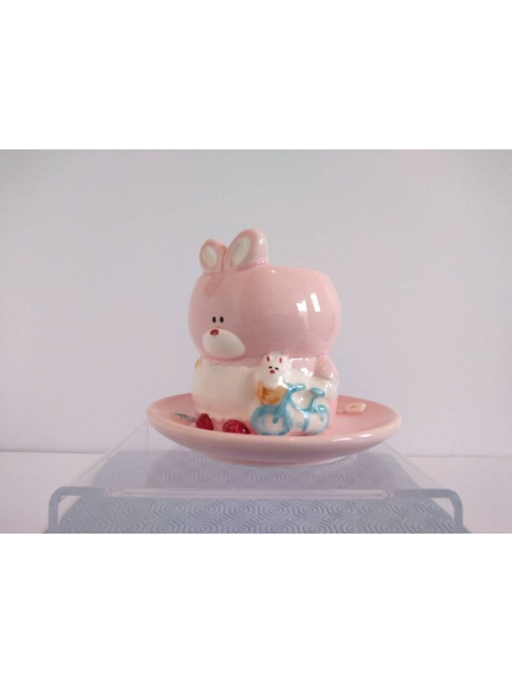 Vintage Fujika Child's Cup and Saucer, Pink Bunny Mug, Baby Shower Gift